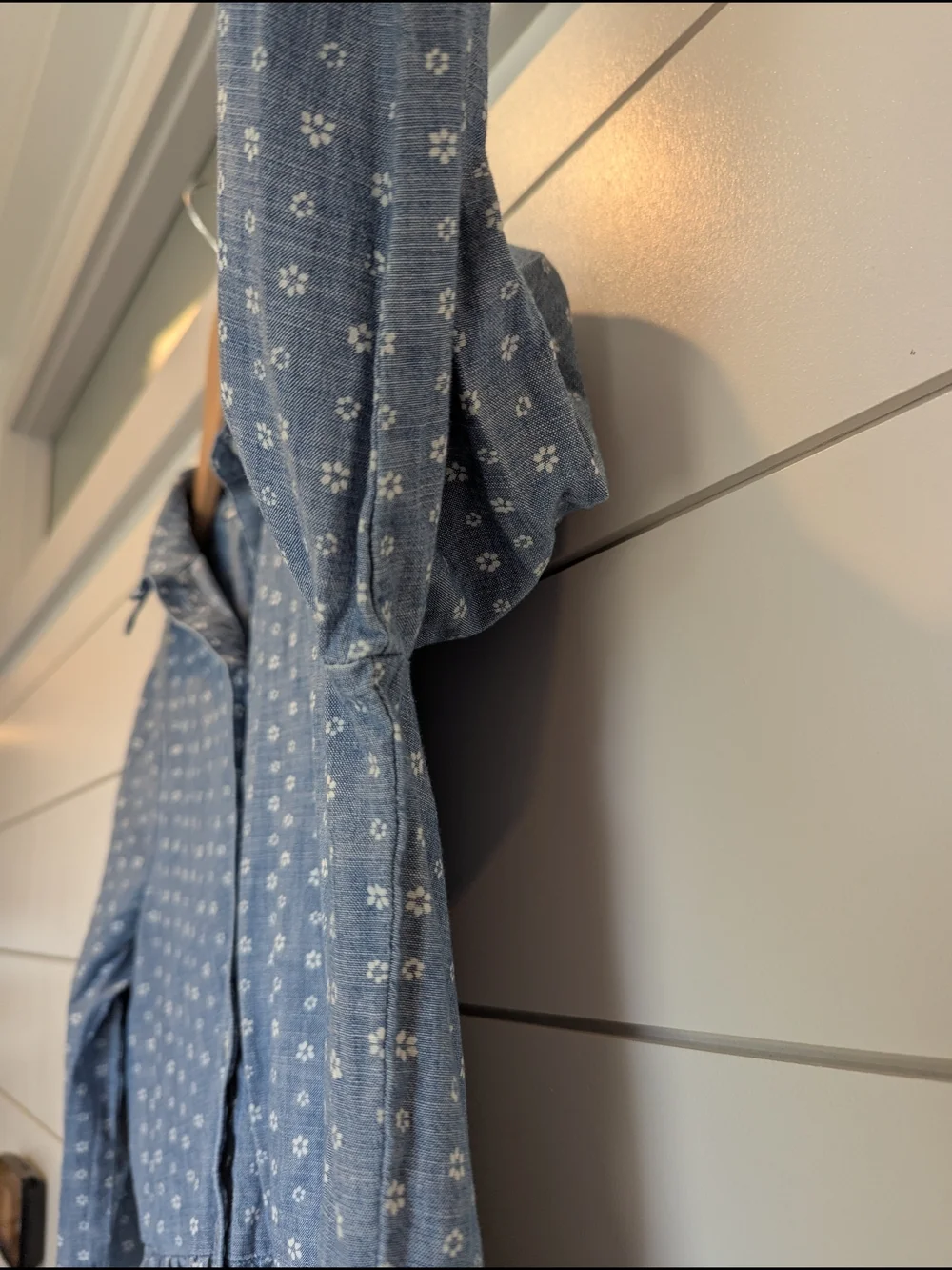J. Crew Cotton Mini Shirt Dress Chambray Floral Print Size 6 Collared Button Up